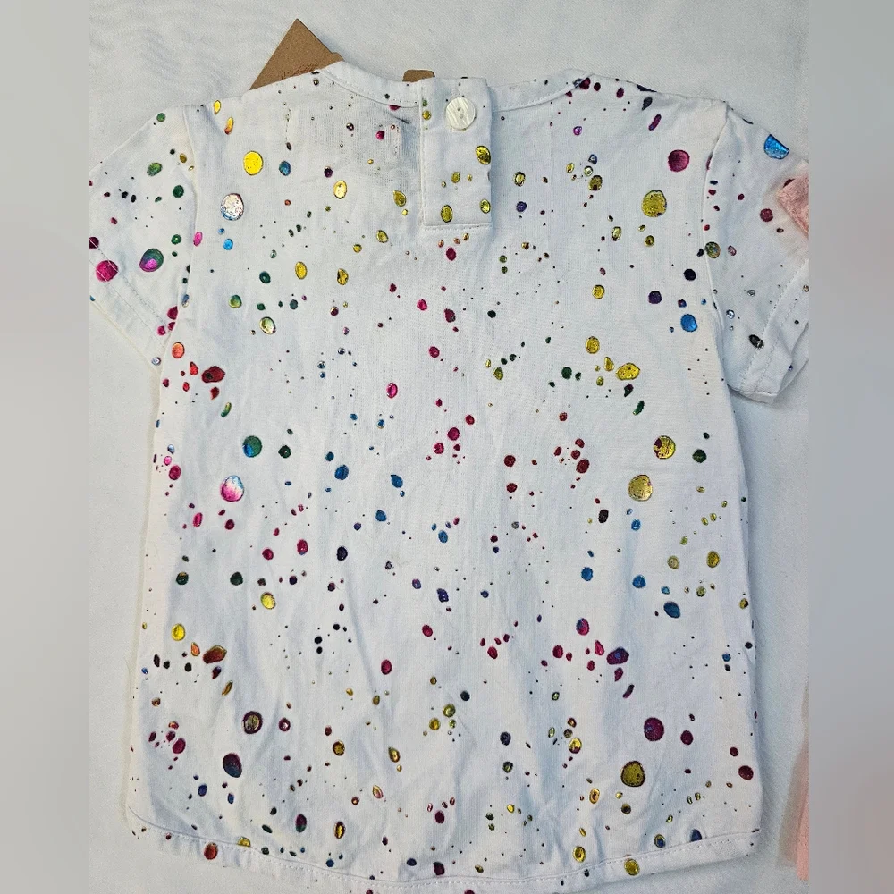 Set Of Two Kids' Colorful Tees- Pink Metallic Cheetah- 18 Month